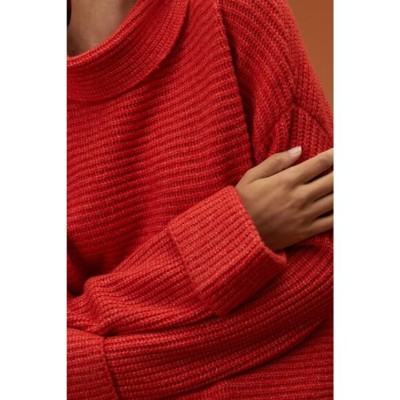 NEW Anthropologie Oversized Pilcro Cowl Neck Red Sweater - Medium - Picture 4 of 8